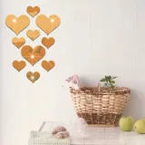 10PCS Geometry Heart-Shaped Door Room Acrylic Decorative Mirror Wall Stickers