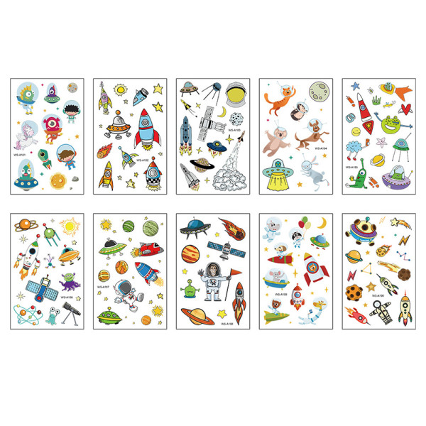10 Sheets Robots Rockets Vehicles Party Supplies Art Temporary Tattoos