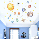 Watercolour Planet Universe Door Room Waterproof Decorative Wall Stickers