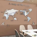 3D World Map Door Room Acrylic Decorative Wall Stickers