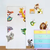 Animal Lion Giraffe Door Room Waterproof Decorative Wall Stickers