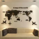 3D World Map Door Room Acrylic Decorative Wall Stickers