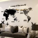 3D World Map Door Room Acrylic Decorative Wall Stickers