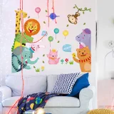 Animal Lion Giraffe Height Stickers Children's Room Kindergarten Classroom Layout Decorative Wall Stickers