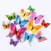 12PCS Double-Deck Simulation Butterfly Wall Stickers Door Room Magnetic Decorative