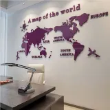 3D World Map Door Room Acrylic Decorative Wall Stickers