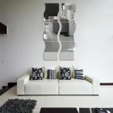 6PCS Geometry Wavy-Shaped Door Room Acrylic Decorative Mirror Wall Stickers