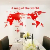 3D World Map Door Room Acrylic Decorative Wall Stickers
