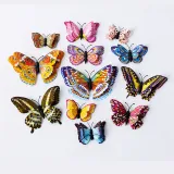 12PCS Double-Deck Luminous Butterfly Wall Stickers Door Room Magnetic Decorative