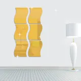 6PCS Geometry Wavy-Shaped Door Room Acrylic Decorative Mirror Wall Stickers