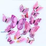 12PCS Double-Deck Simulation Butterfly Wall Stickers Door Room Magnetic Decorative