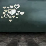 16PCS Geometry Hollow Out Heart-Shaped Door Room Acrylic Decorative Mirror Wall Stickers