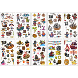 10 Sheets Pirates Vehicles Rockets Monsters Birthday Party Supplies Art Temporary Tattoos for Kids