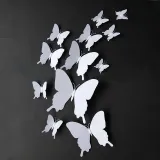 12PCS Pure Color Butterfly Wall Stickers Door Room Magnetic Decorative