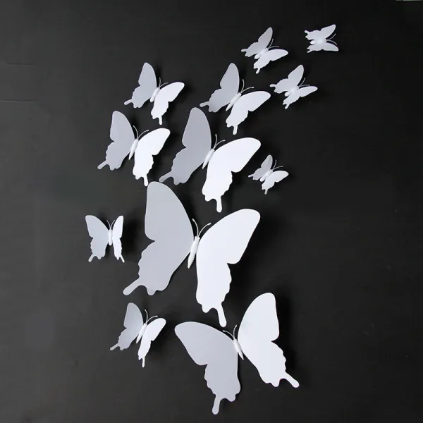 12PCS Pure Color Butterfly Wall Stickers Door Room Magnetic Decorative