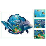 3D Undersea World Dolphin Door Room Waterproof Decorative Wall Stickers