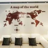3D World Map Door Room Acrylic Decorative Wall Stickers
