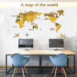 3D World Map Door Room Acrylic Decorative Wall Stickers