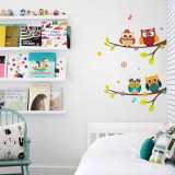 2 Sheets Owl Door Room Waterproof Decorative Wall Stickers