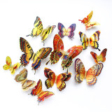 12PCS Double-Deck Laser Butterfly Wall Stickers Door Room Magnetic Decorative