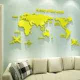 3D World Map Door Room Acrylic Decorative Wall Stickers
