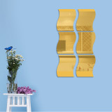 6PCS Geometry Wavy-Shaped Door Room Acrylic Decorative Mirror Wall Stickers