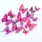 12PCS Double-Deck Simulation Butterfly Wall Stickers Door Room Magnetic Decorative
