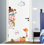 Animal Cats Door Stickers Children's Room Kindergarten Classroom Waterproof Decorative Wall Stickers
