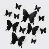 12PCS Pure Color Butterfly Wall Stickers Door Room Magnetic Decorative
