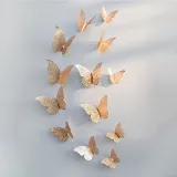 12PCS Single-Deck Hollow Out Butterfly Wall Stickers Door Room Magnetic Decorative