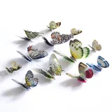 12PCS Double-Deck Laser Butterfly Wall Stickers Door Room Magnetic Decorative