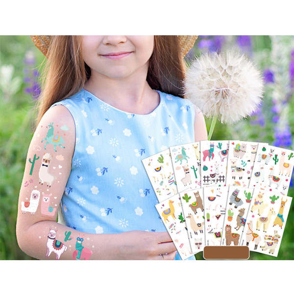 10 Sheets Alpaca Sheep Party Supplies Art Temporary Tattoos for Kids