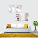 6PCS Geometry Wavy-Shaped Door Room Acrylic Decorative Mirror Wall Stickers