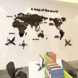 3D World Map Door Room Acrylic Decorative Wall Stickers