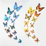 12PCS Single-Deck Simulation Butterfly Wall Stickers Door Room Magnetic Decorative
