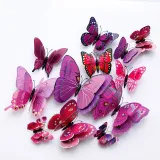 12PCS Double-Deck Simulation Butterfly Wall Stickers Door Room Magnetic Decorative