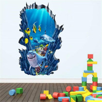 3D Undersea World Shark Door Room Waterproof Decorative Wall Stickers