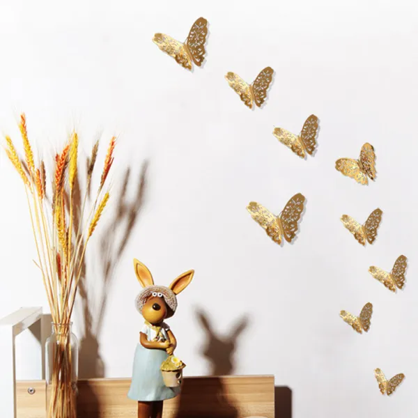 12PCS Single-Deck Hollow Out Butterfly Wall Stickers Door Room Magnetic Decorative