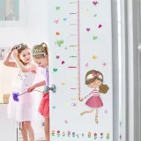 Animal Little Girl Hearts Flowers Height Stickers Children's Room Kindergarten Classroom Layout Decorative Wall Stickers