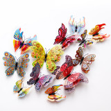 12PCS Double-Deck Simulation Butterfly Wall Stickers Door Room Magnetic Decorative