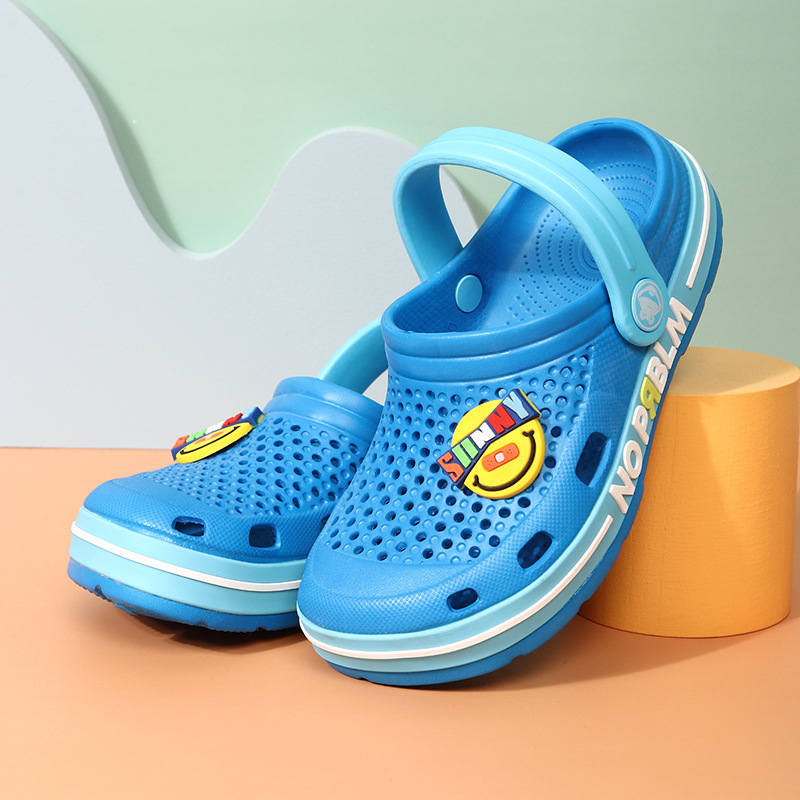 Toddlers Kids Emoji Expression Sunny Hole Shoes Flat Beach Summer Slippers Sandal Shoes