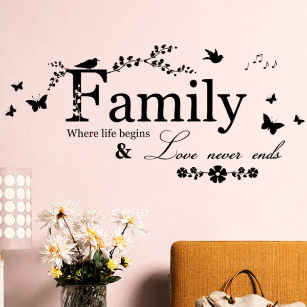 Famliy Butterfly Flower Door Room Waterproof Decorative Wall Stickers