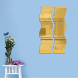 6PCS Geometry Wavy-Shaped Door Room Acrylic Decorative Mirror Wall Stickers