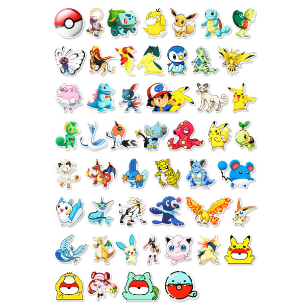 50PCS Pokemon Pikachu Waterproof Stickers Decals for Luggage Laptop ...
