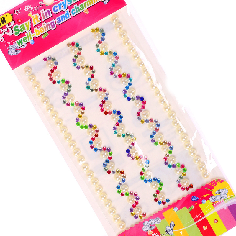 3 Sheets Wave Drop Circle Colourful DIY Crystal Rhinestone Sticker Jewels Gems Sticker Set for Kids