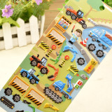3 Sheets Engineering Vehicles Cars Ships Airplanes 3D Foam Puffy Sticker for Kids Toddler
