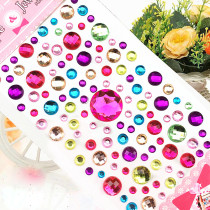 100PCS Colourful Circles DIY Crystal Rhinestone Sticker Jewels Gems Sticker Set for Kids