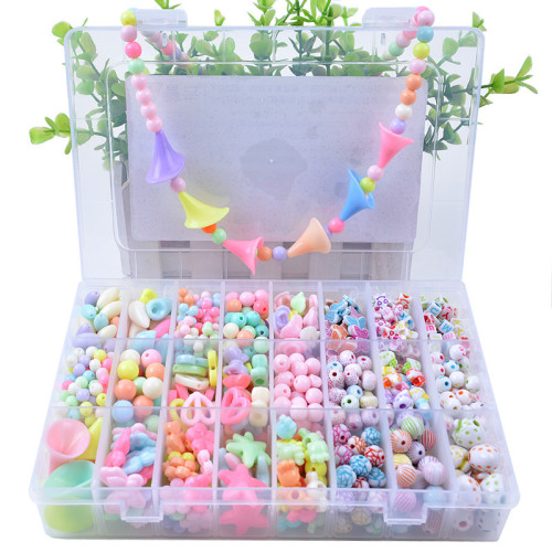 1000PCS DIY Bracelet Colorful Butterflies Flowers Beads 24 Compartments PVC Box Set Jewelry Making Kit for Kids Gifts