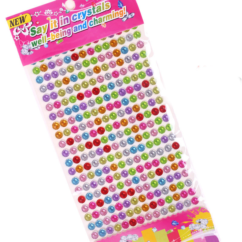 6 Sheets Colourful Circles DIY Crystal Rhinestone Sticker Jewels Gems