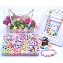 1000PCS DIY Bracelet Colorful Butterflies Flowers Beads 24 Compartments PVC Box Set Jewelry Making Kit for Kids Gifts